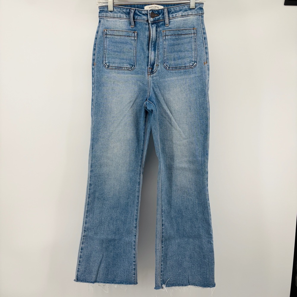 HIDDEN Jeans Los Angeles Womens 27 High Rise Wide Baggy Front Patch Pocket Raw